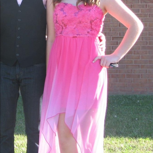 Dillards Dresses Pink Strapless High Low Dress Poshmark